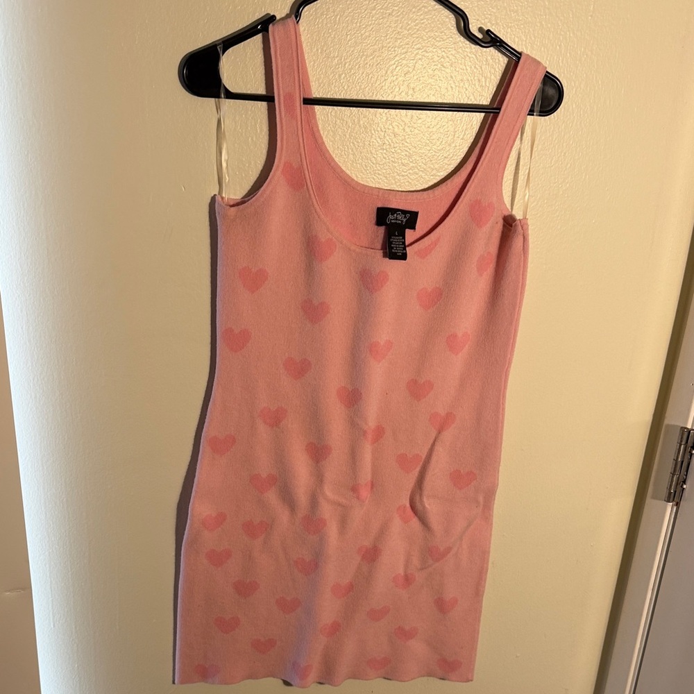 Pink Heart Patterned Mini Dress